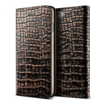 VRS Design Genuine Croco Diary Case Apple iPhone 7 / 8 (Dark Gold)