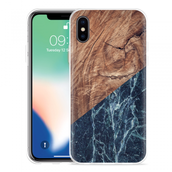 Just in Case Apple iPhone X Hoesje Marble Wood