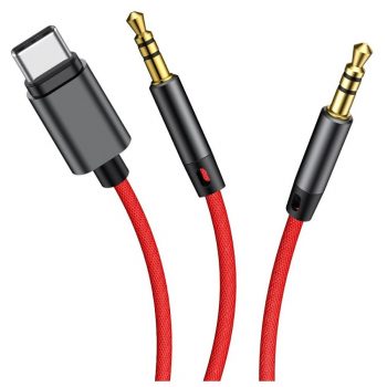 Baseus USB-C / AUX Audiokabel Splitter to 3.5mm (Red)