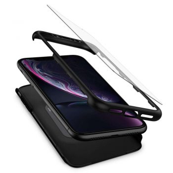 Spigen Thin Fit 360 Apple iPhone Xr Case met Tempered Glass (Black)