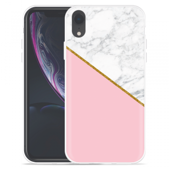 Just in Case Apple iPhone Xr Hoesje Pink-gold-white Marble