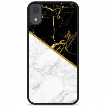 Just in Case iPhone Xr Hardcase hoesje Black-white-gold Marble