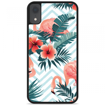 Just in Case iPhone Xr Hardcase hoesje Flamingo Flowers