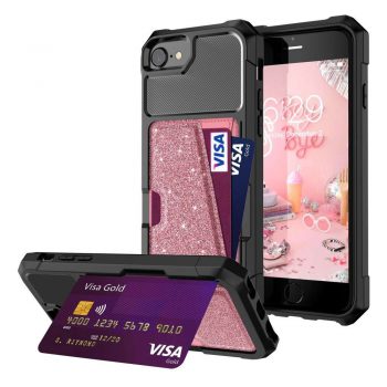 Just in Case Magnetic Card Holder Hybrid Case Apple iPhone 8 / 7 / 6S / 6 – Rose Gold
