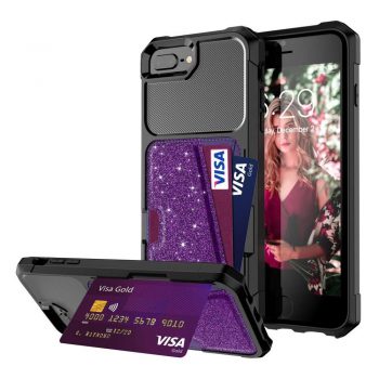 Just in Case Magnetic Card Holder Hybrid Case Apple iPhone 8/7/6S/6 Plus – Purple