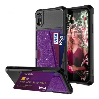 Just in Case Magnetic Card Holder Hybrid Case Apple iPhone XR – Purple