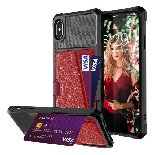 apple-iphone-xs-max-magnetic-card-holder-hybrid-hoesje-rood-001