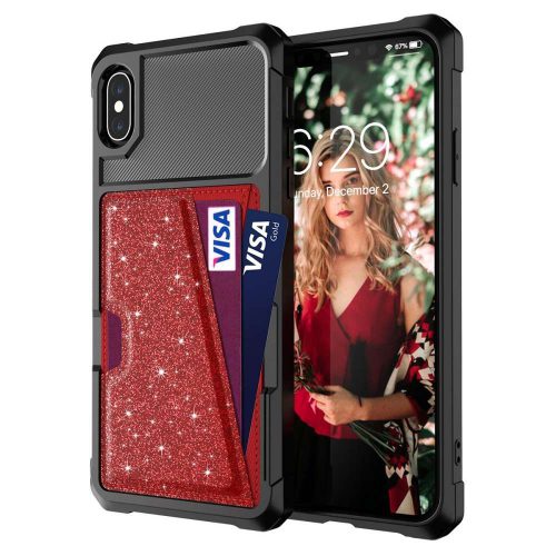 apple-iphone-xs-max-magnetic-card-holder-hybrid-hoesje-rood-002