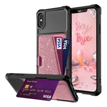 Just in Case Magnetic Card Holder Hybrid Case Apple iPhone XS Max – Rose Gold