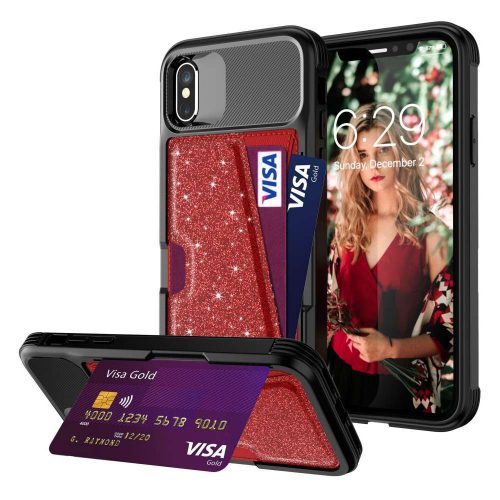 apple-iphone-xs-x-magnetic-card-holder-hybrid-hoesje-rood-001