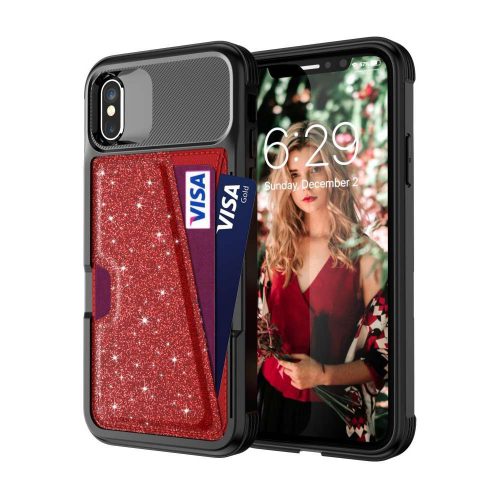 apple-iphone-xs-x-magnetic-card-holder-hybrid-hoesje-rood-002