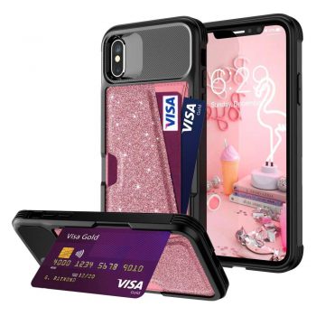 Just in Case Magnetic Card Holder Hybrid Case Apple iPhone XS / X – Rose Gold
